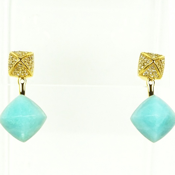 MICHAEL KORS Gold Plated Teal Blush Amazonite Pyramid Ear Jacket - Picture 3 of 8